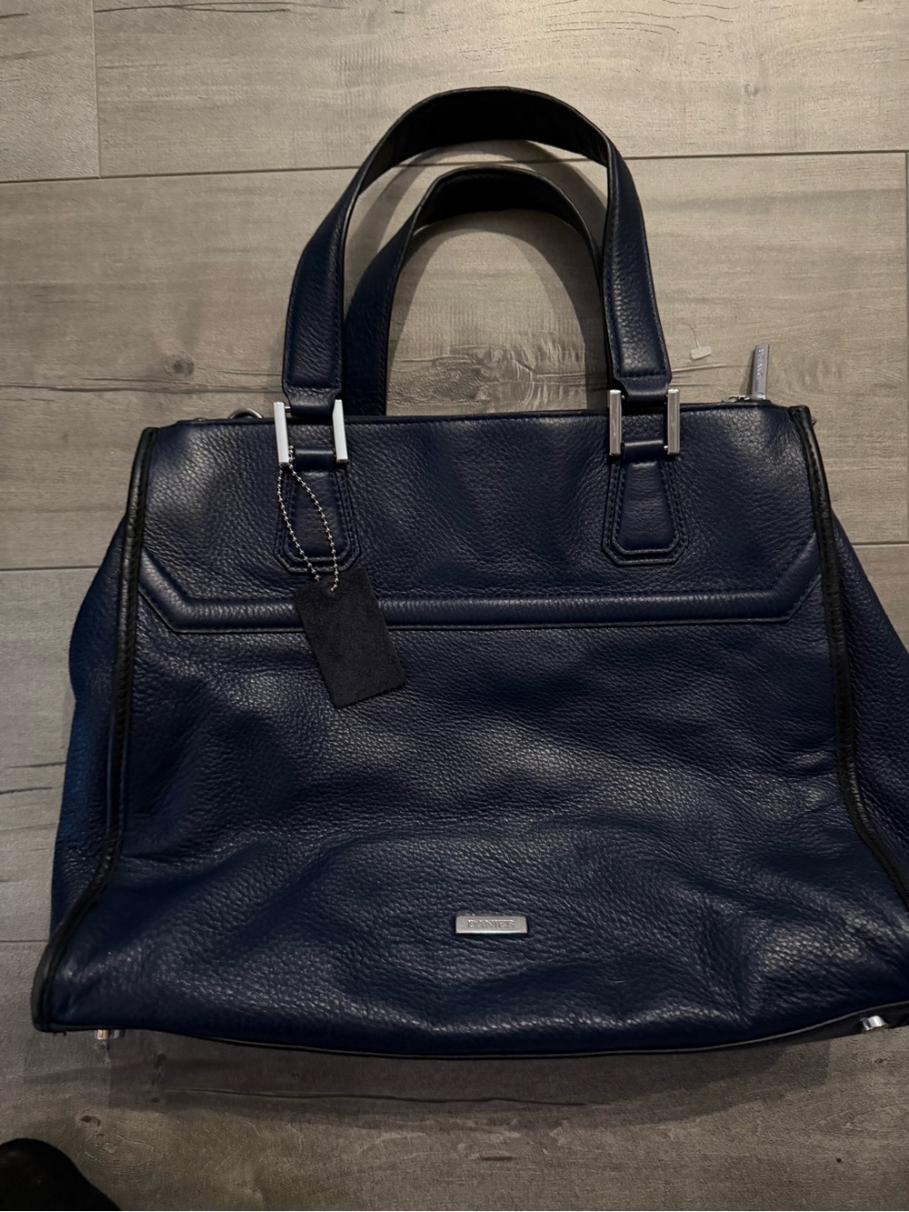 Danier Navy Leather Structured Tote Bag Leather